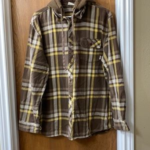 Vans long sleeve button up shirt with drawstring hoodie